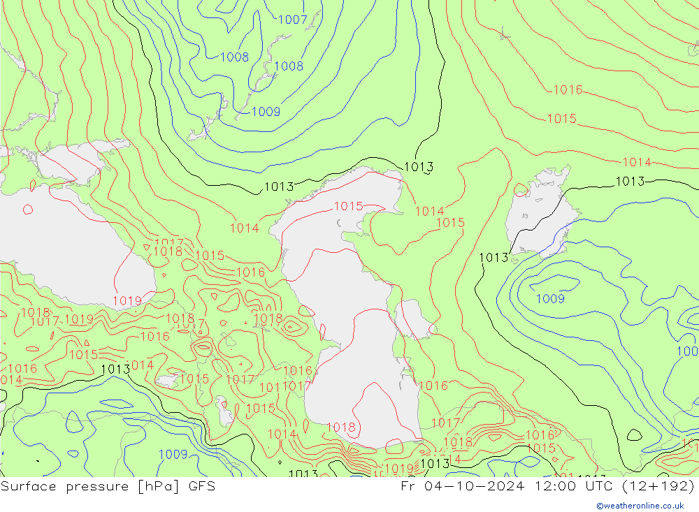 Surface pressure GFS Fr 04.10.2024 12 UTC