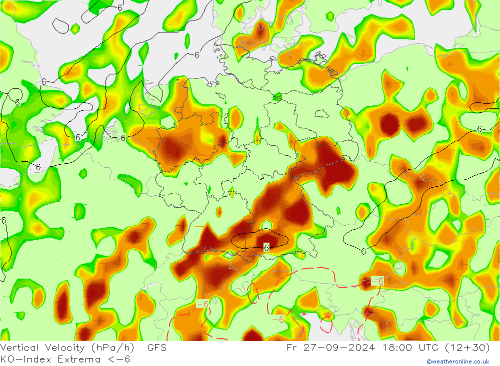 Convection-Index GFS Fr 27.09.2024 18 UTC