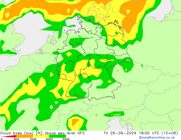 Cloud base (low) GFS Th 26.09.2024 18 UTC