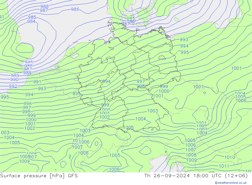 Surface pressure GFS Th 26.09.2024 18 UTC