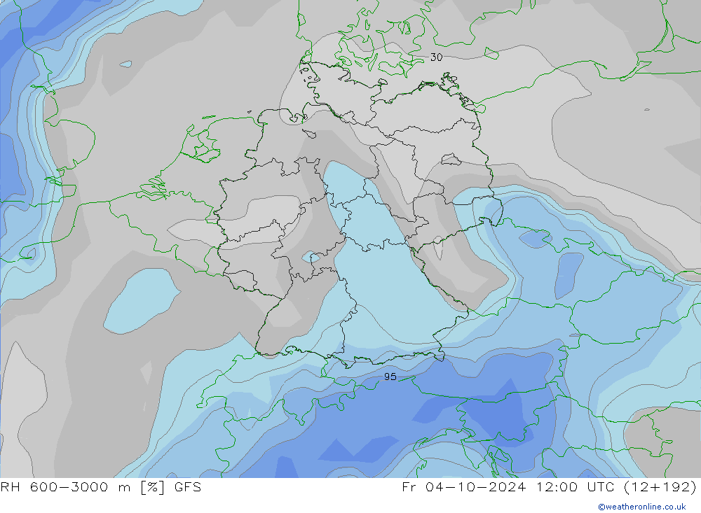 RH 600-3000 m GFS Fr 04.10.2024 12 UTC