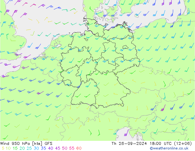 Wind 950 hPa GFS Th 26.09.2024 18 UTC