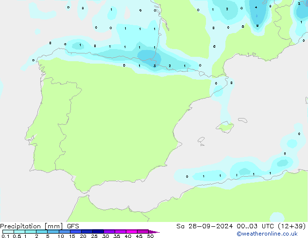 Precipitation GFS Sa 28.09.2024 03 UTC