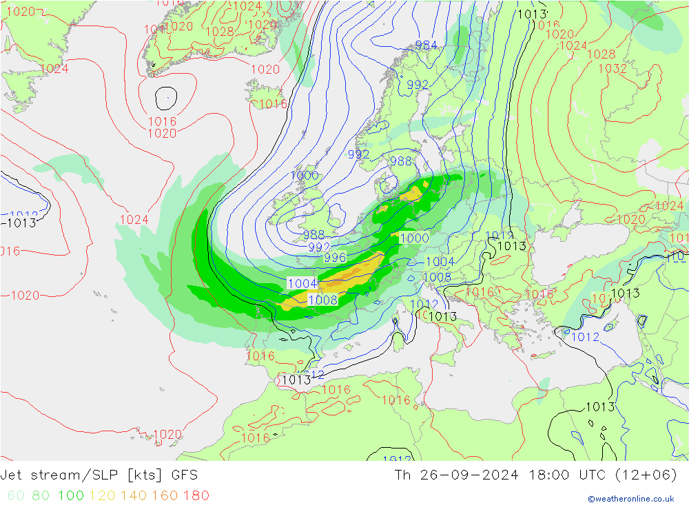 Polarjet/Bodendruck GFS Do 26.09.2024 18 UTC