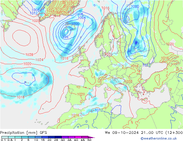 Precipitation GFS We 09.10.2024 00 UTC