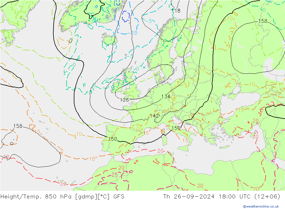 Z500/Rain (+SLP)/Z850 GFS Čt 26.09.2024 18 UTC