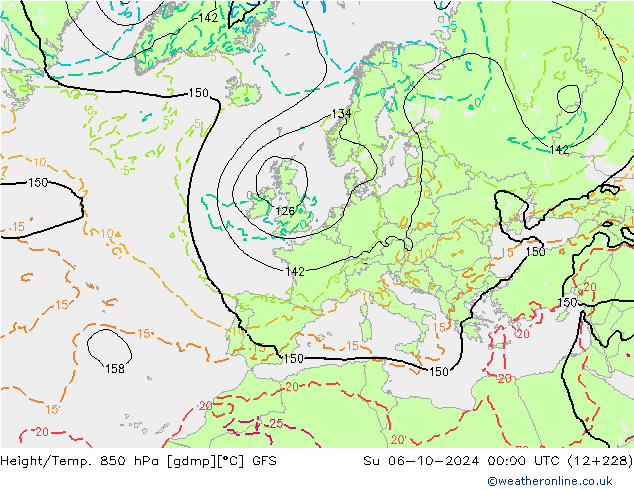 Height/Temp. 850 hPa GFS Su 06.10.2024 00 UTC