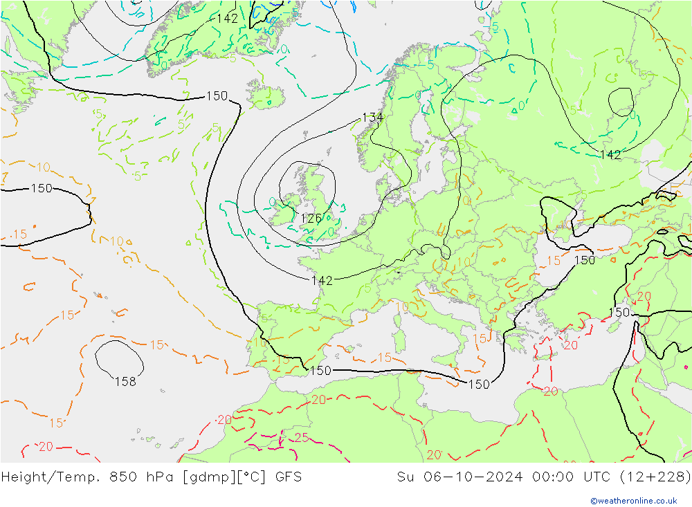 Z500/Rain (+SLP)/Z850 GFS Su 06.10.2024 00 UTC