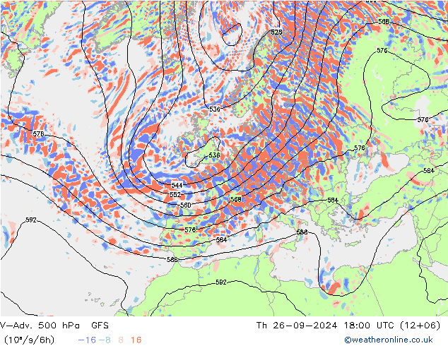 V-Adv. 500 гПа GFS чт 26.09.2024 18 UTC