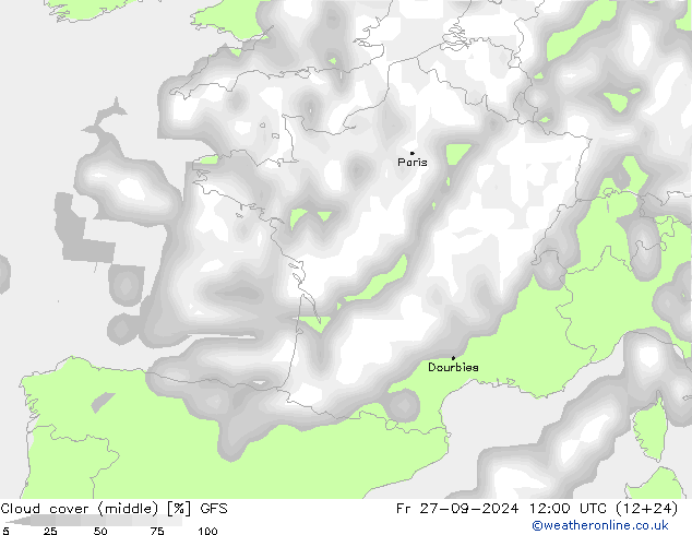 Bulutlar (orta) GFS Cu 27.09.2024 12 UTC