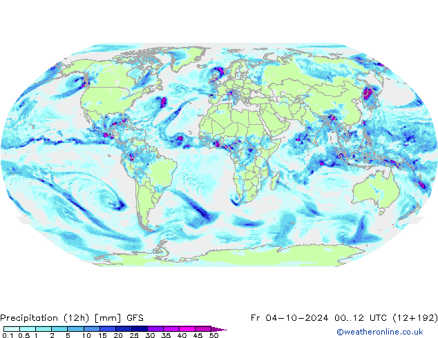 Yağış (12h) GFS Cu 04.10.2024 12 UTC