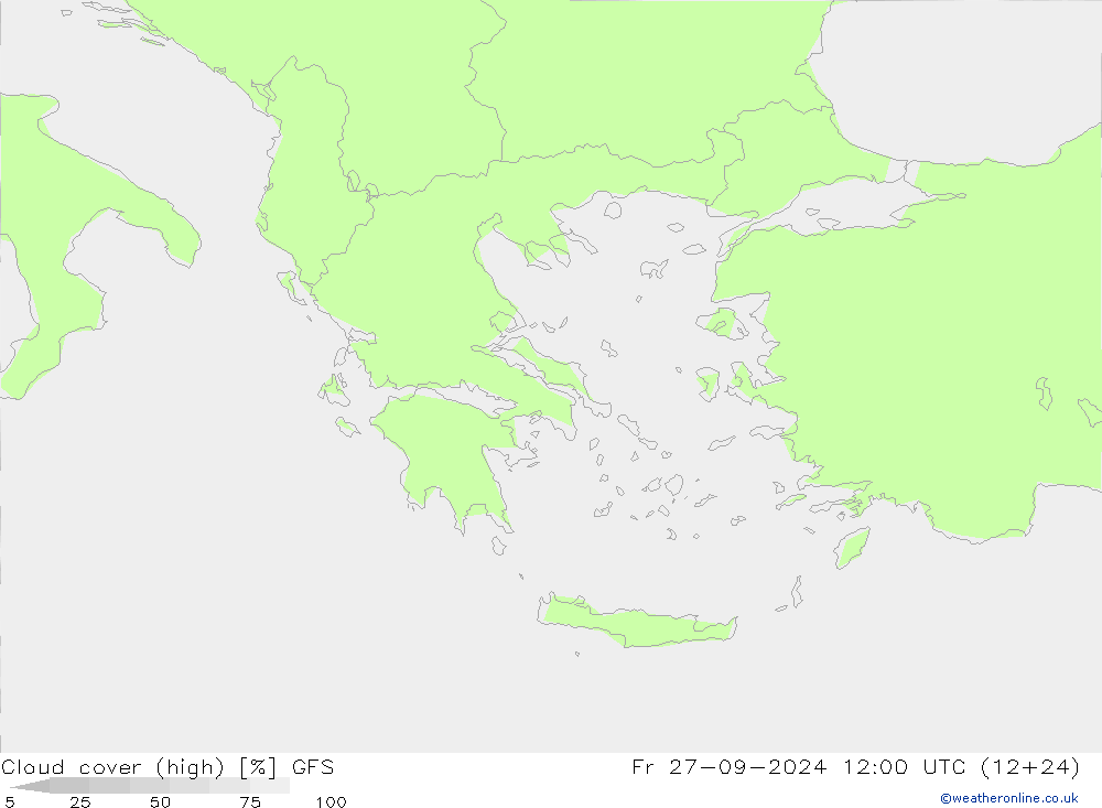 Bewolking (Hoog) GFS vr 27.09.2024 12 UTC