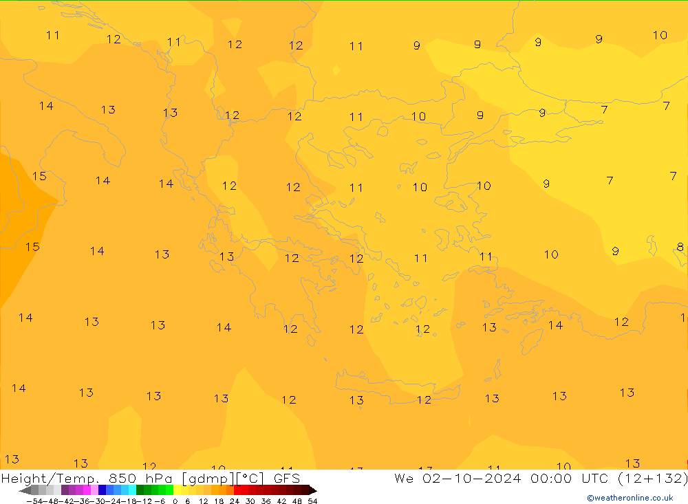 Height/Temp. 850 hPa GFS We 02.10.2024 00 UTC