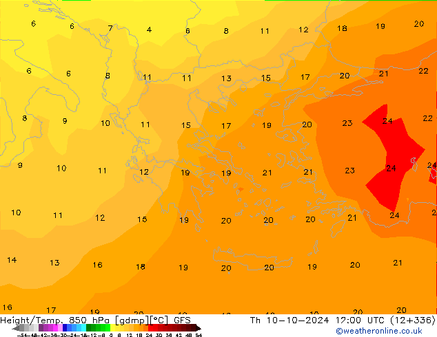 Z500/Yağmur (+YB)/Z850 GFS Per 10.10.2024 12 UTC