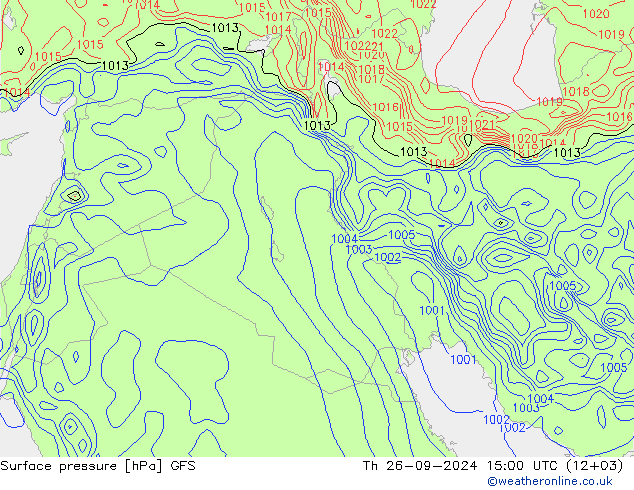 Surface pressure GFS Th 26.09.2024 15 UTC