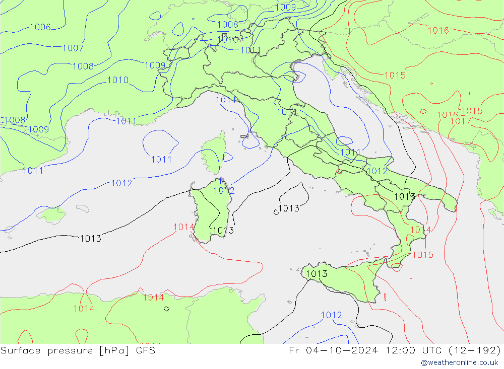 Surface pressure GFS Fr 04.10.2024 12 UTC