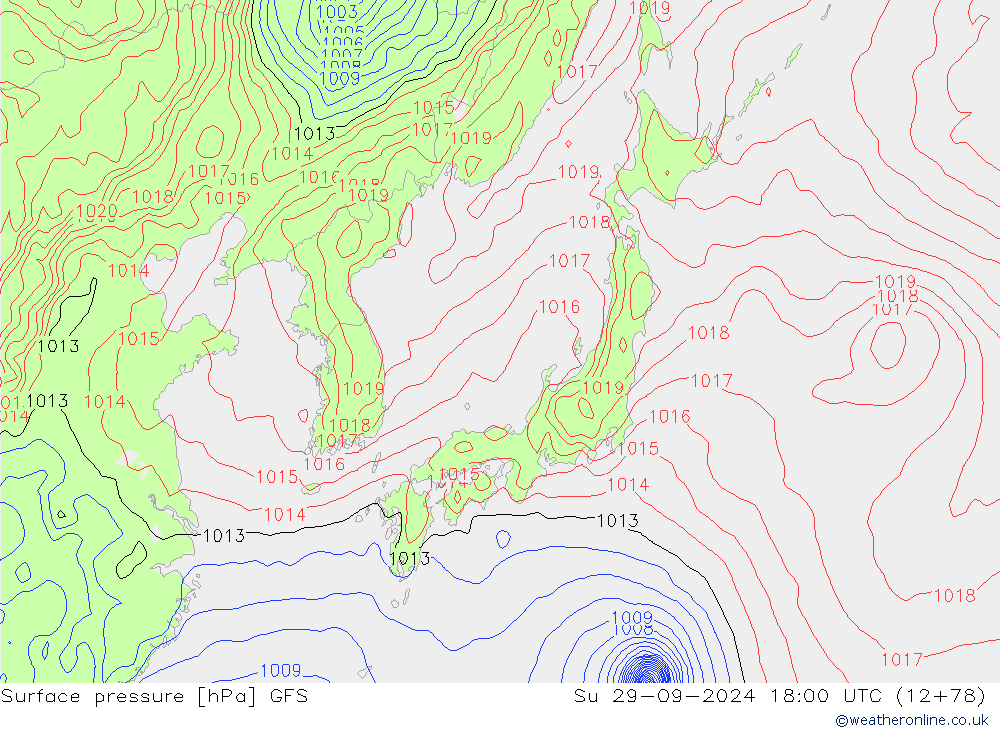 pressão do solo GFS Dom 29.09.2024 18 UTC