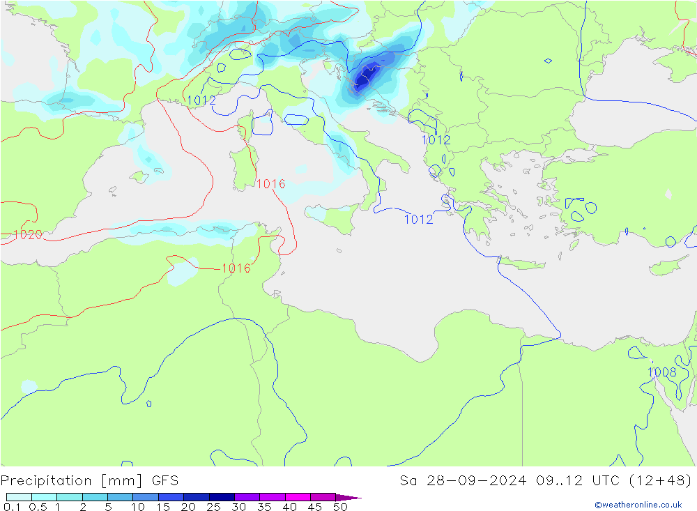 Neerslag GFS za 28.09.2024 12 UTC