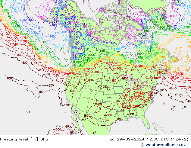 Freezing level GFS Su 29.09.2024 12 UTC