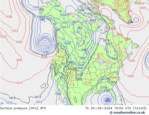 pressão do solo GFS Qui 26.09.2024 15 UTC