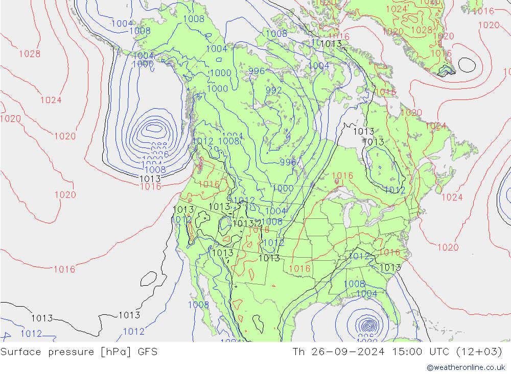 Surface pressure GFS Th 26.09.2024 15 UTC