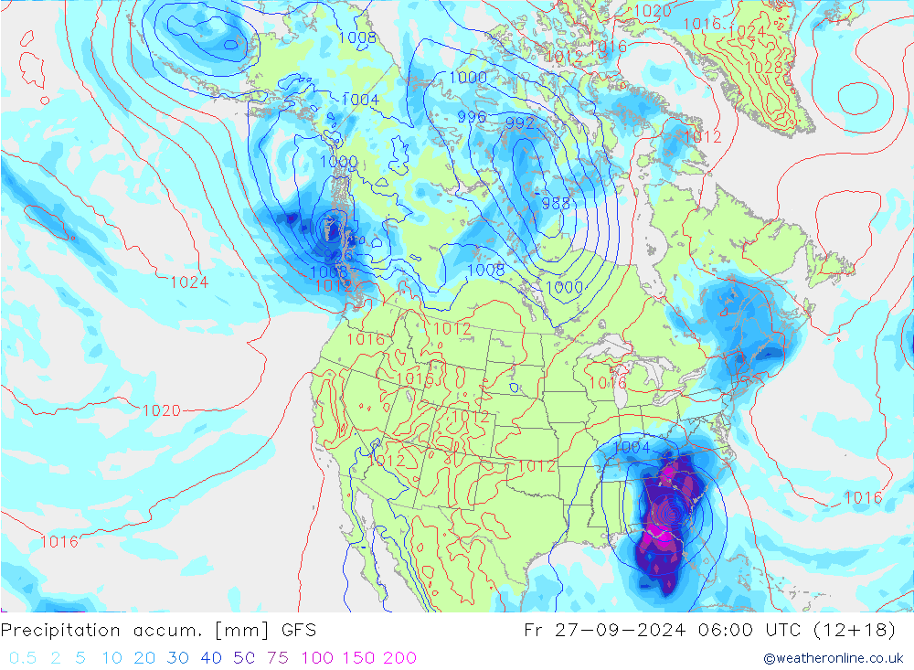 Precipitation accum. GFS Sex 27.09.2024 06 UTC