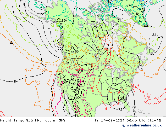 Height/Temp. 925 hPa GFS Fr 27.09.2024 06 UTC