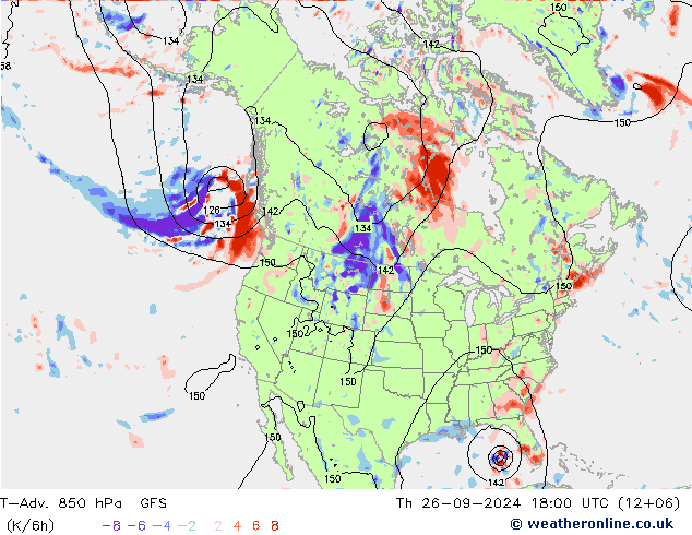 T-Adv. 850 hPa GFS Čt 26.09.2024 18 UTC