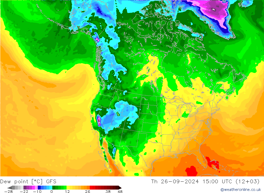 Dew point GFS Th 26.09.2024 15 UTC