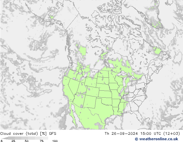 Nubes (total) GFS jue 26.09.2024 15 UTC