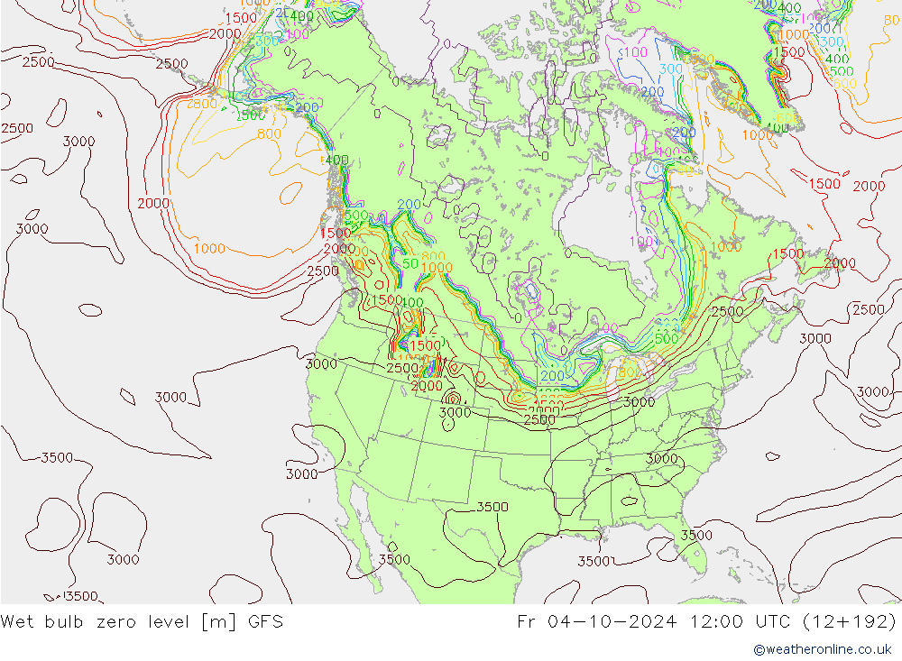 Theta-W Zero termico GFS ven 04.10.2024 12 UTC