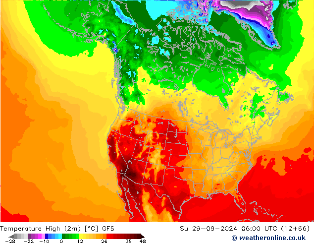 Temperature High (2m) GFS Su 29.09.2024 06 UTC