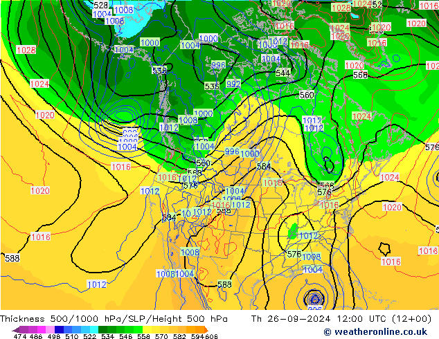 Schichtdicke 500-1000 hPa GFS Do 26.09.2024 12 UTC