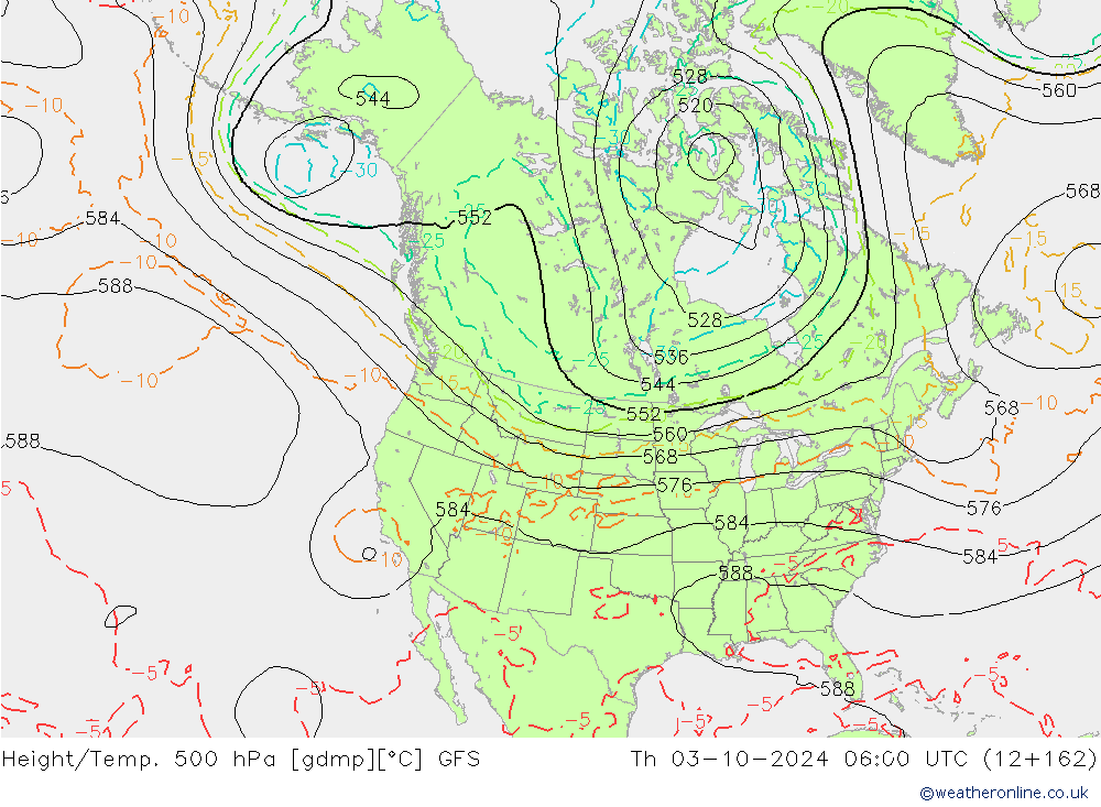 Height/Temp. 500 hPa GFS  03.10.2024 06 UTC