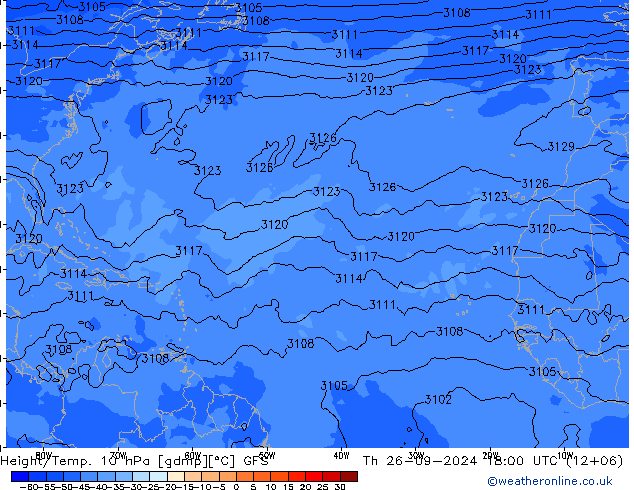 Height/Temp. 10 гПа GFS чт 26.09.2024 18 UTC