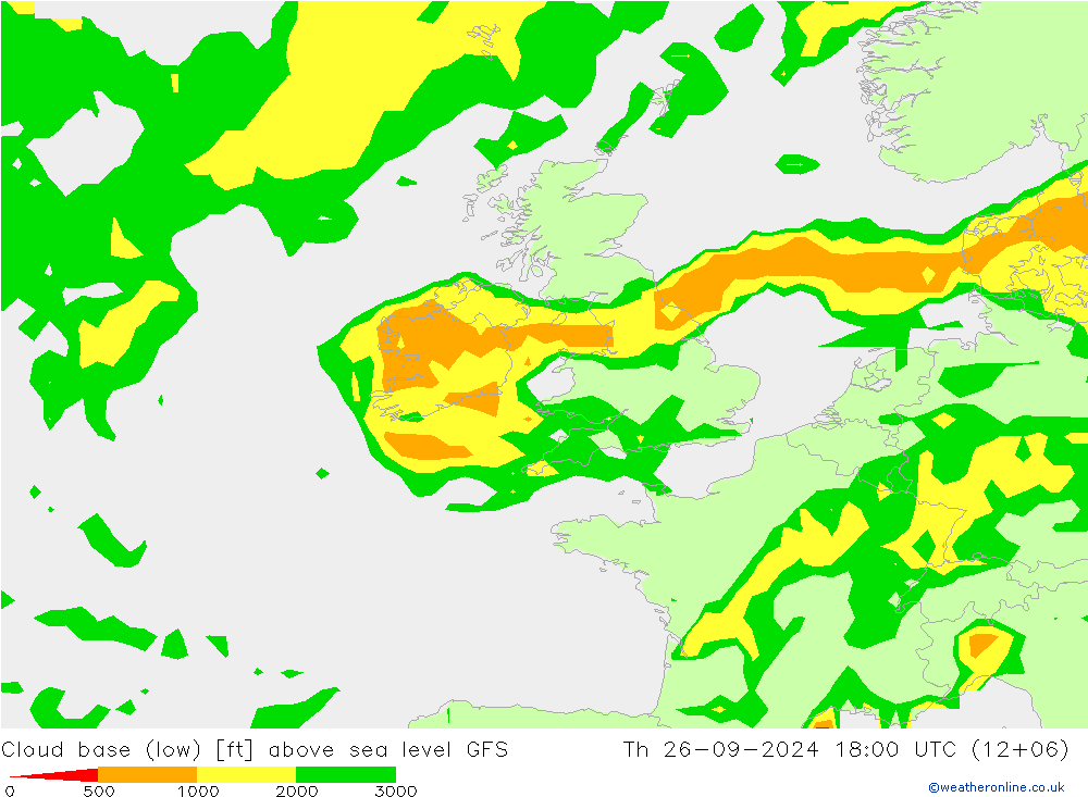 Cloud base (low) GFS gio 26.09.2024 18 UTC