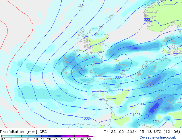 Precipitación GFS jue 26.09.2024 18 UTC