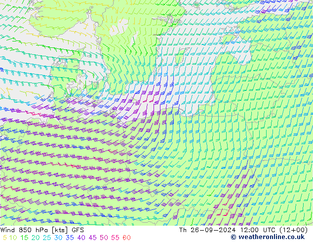 Wind 850 hPa GFS Th 26.09.2024 12 UTC