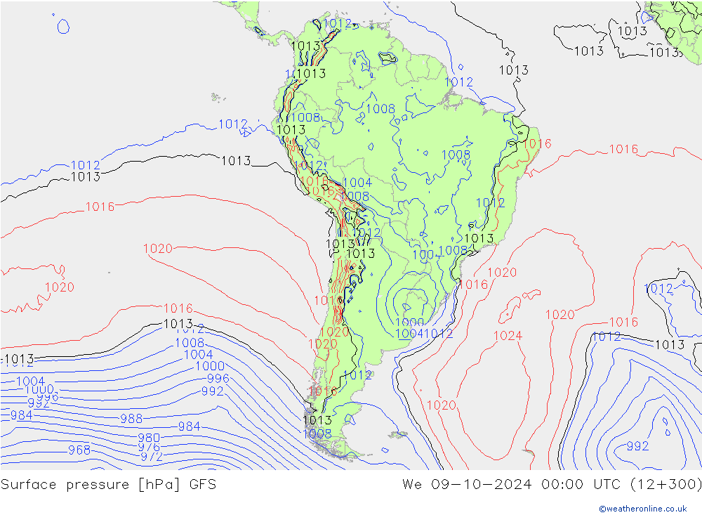 GFS: śro. 09.10.2024 00 UTC