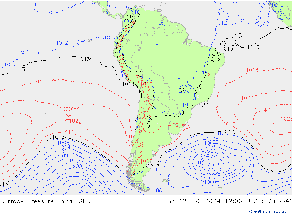 приземное давление GFS сб 12.10.2024 12 UTC