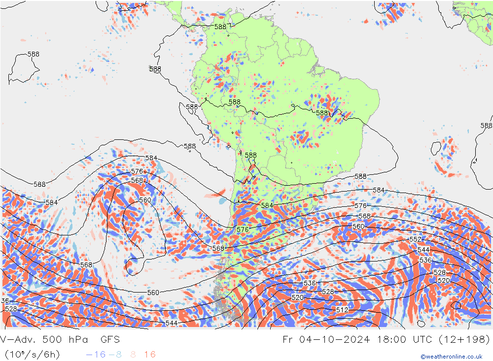 V-Adv. 500 hPa GFS Fr 04.10.2024 18 UTC