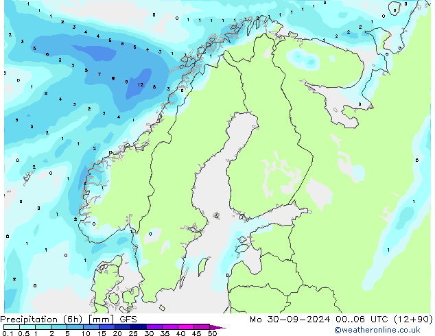 Z500/Rain (+SLP)/Z850 GFS Mo 30.09.2024 06 UTC