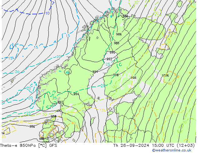 Theta-e 850hPa GFS jeu 26.09.2024 15 UTC