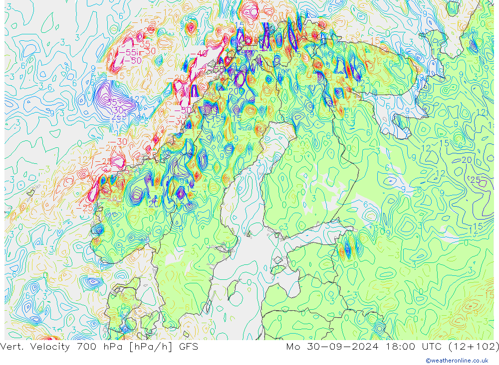 Vert. Velocity 700 hPa GFS Mo 30.09.2024 18 UTC