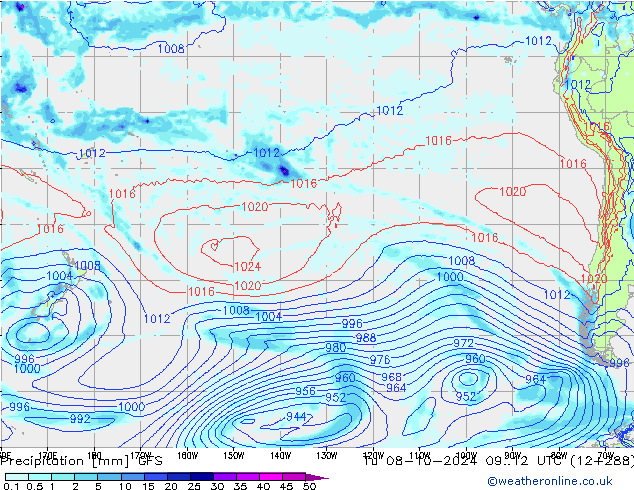 Précipitation GFS mar 08.10.2024 12 UTC