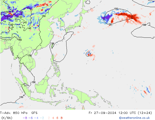 T-Adv. 850 hPa GFS Fr 27.09.2024 12 UTC