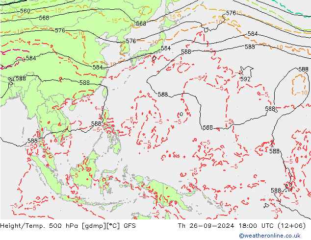 Z500/Rain (+SLP)/Z850 GFS Qui 26.09.2024 18 UTC