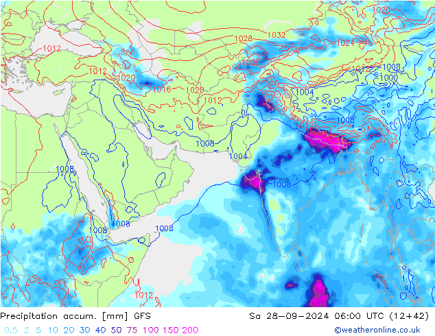 Precipitation accum. GFS Sa 28.09.2024 06 UTC