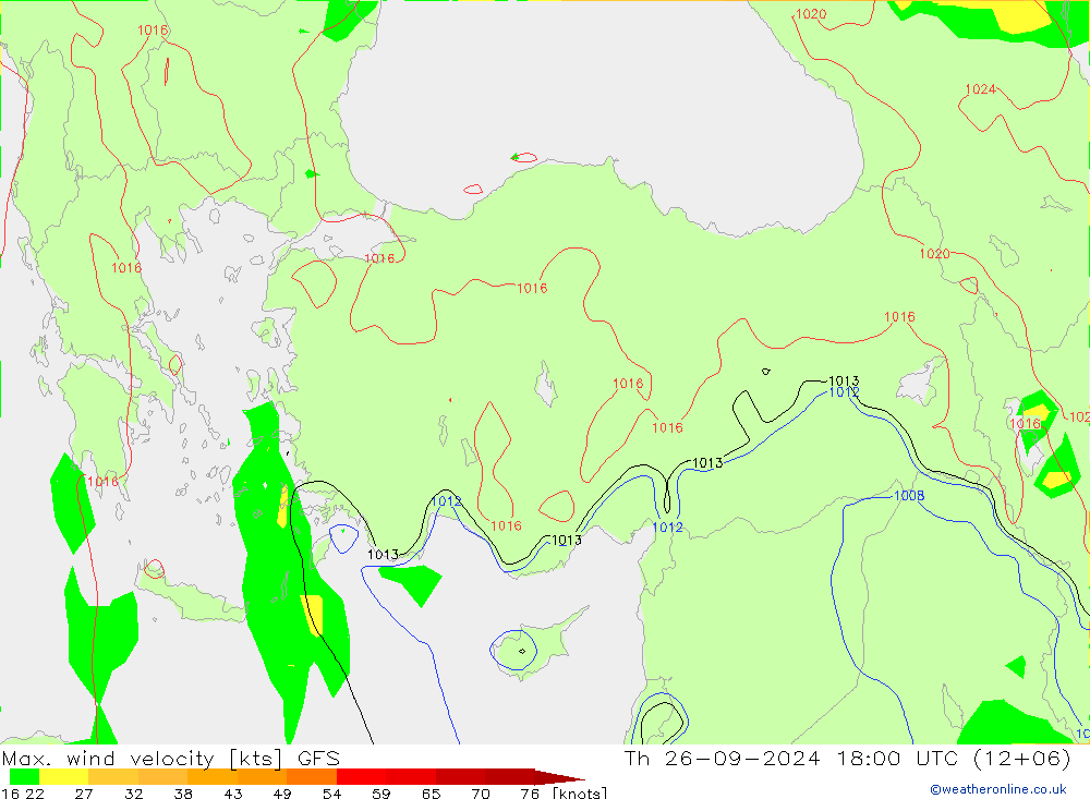 Max. wind velocity GFS Qui 26.09.2024 18 UTC