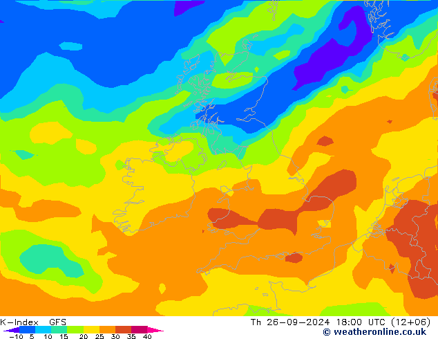 K-Index GFS jue 26.09.2024 18 UTC